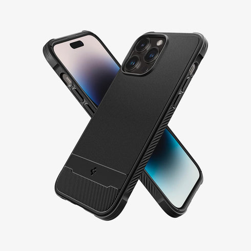 ACS04812 - iPhone 14 Pro Max Case Rugged Armor (MagFit) in matte black showing the back